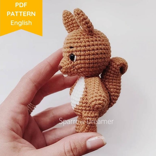 Amigurumi PATTERN Crochet squirrel PDF tutorial in English Mini forest animals Squirrel crochet pattern