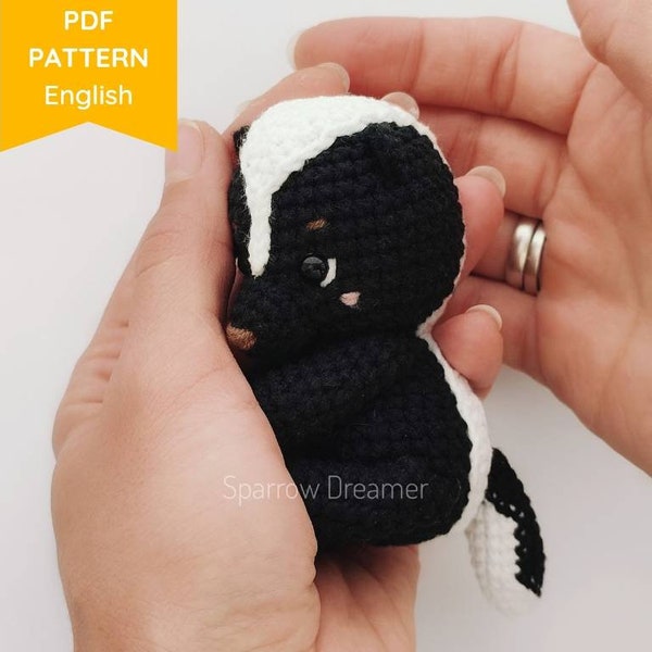 Amigurumi crochet PATTERN Kawaii skunk PDF tutorial in English Crochet mini animal patterns