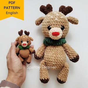 Crochet Christmas Reindeer Pattern: Easy Amigurumi Tutorial (PDF in ENG)