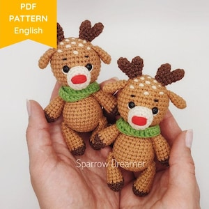 Crochet Christmas Reindeer Pattern: Easy Amigurumi Tutorial (PDF in ENG)