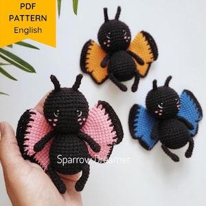 Mini Crocheted Butterfly Amigurumi Pattern - Spring Crochet Tutorial - Easy to follow PDF in ENG