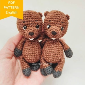 Mini beaver rochet PATTERN, Crochet forest animal, Easy Amigurumi tutorial, PDF in Englihs