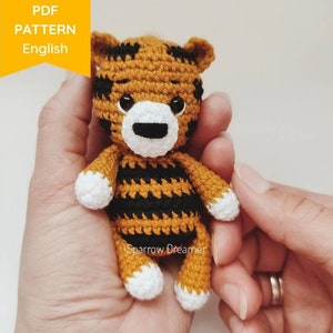 Crochet PATTERN: tiny tiger toy, Crocheted jungle animal, Easy Amigurumi tutorial, PDF in English