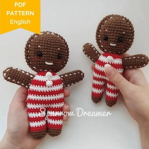 Gingerbread Man Crochet Pattern: Amigurumi Christmas Toy (PDF Tutorial in ENG)