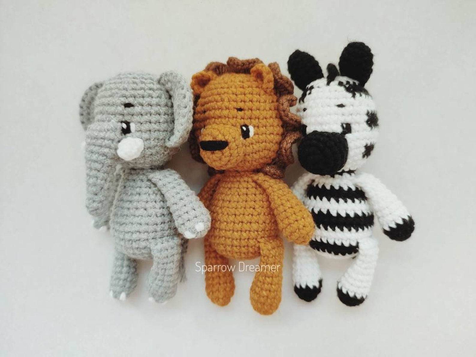 Crochet Pattern Safari Animals Bundle 5in1 Crochet Lion Etsy Australia
