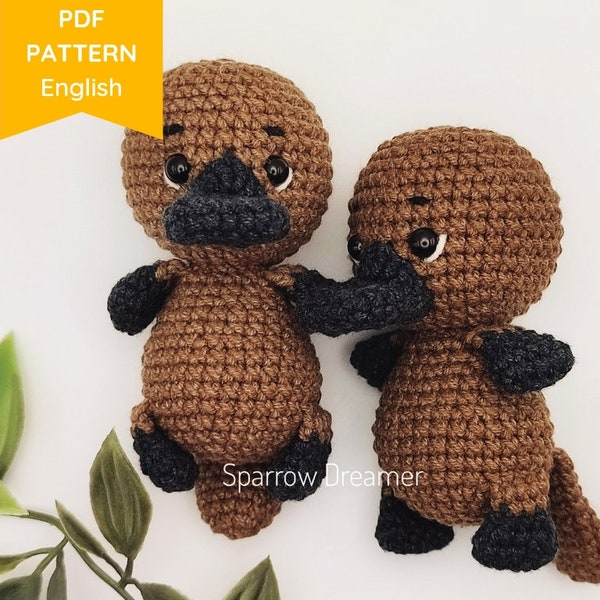PATTERN: Crochet platypus, Tiny platypus toy, Mini forest animals, Amigurumi crochet pattern, PDF tutorial in English