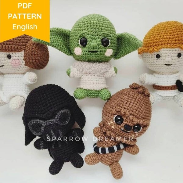 Bundle PATTERNS: Crochet popular characters from the movie, Amigurumi toys tutorial, PDF in ENG