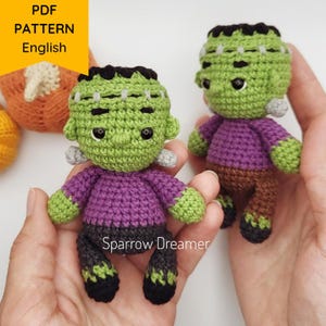 Patrón de crochet Frank el monstruo, Amigurumi Halloween, Tutorial fácil, PDF en ING