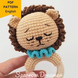 Crochet PATTERN: baby rattle, Crochet lion, Amigurumi tutorial, PDF in ENG