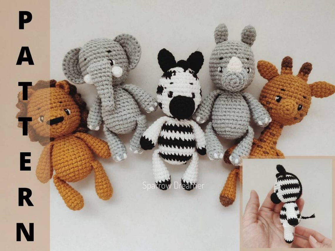 Crochet Pattern Safari Animals Bundle 5in1 Crochet Lion Etsy Australia