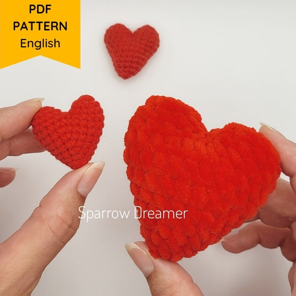 Crochet PATTERN mini heart PDF in English Valentine's Day crochet pattern
