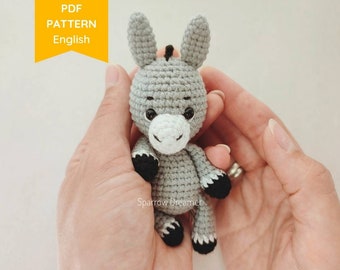 Crocheted Donkey Amigurumi Pattern: Easy Farm Animal Tutorial (PDF in ENG)