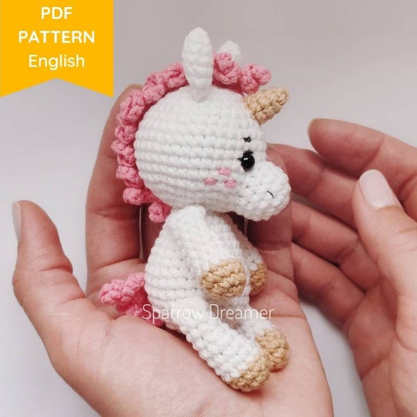 Crochet PATTERN Unicorn mini toy Amigurumi tutorial PDF in English Crochet unicorn