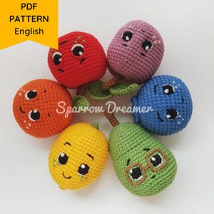 Crochet Fruits Amigurumi Pattern: Play Food Toy (PDF Tutorial in ENG)