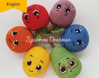 Crochet Fruits Amigurumi Pattern: Play Food Toy (PDF Tutorial in ENG)