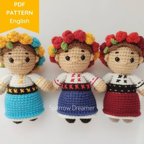 Amigurumi PATTERN poupée ukrainienne Crochet mini poupée tutoriel PDF en anglais Amigurumi modèles de jouets