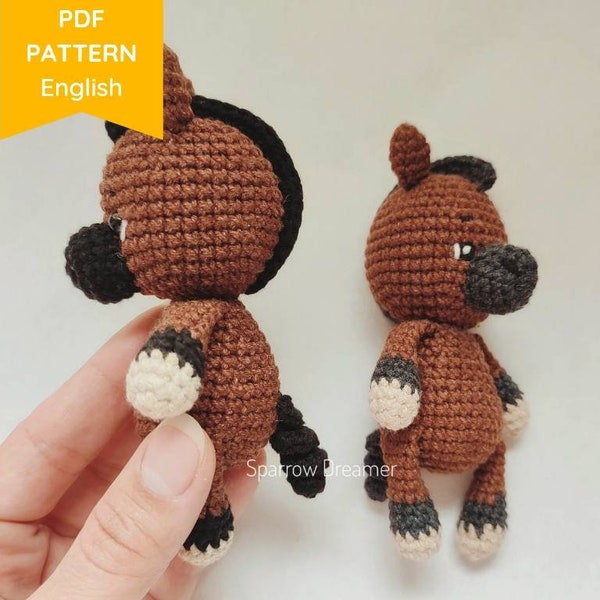 Amigurumi PATTERN Mini horse Crochet farm animals Crochet horse Amigurumi PDF in English