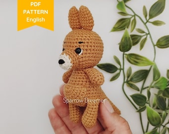 PATTERN: crochet kangaroo, Amigurumi Safari animals, Crocheted mini kangaroo, PDF in ENG