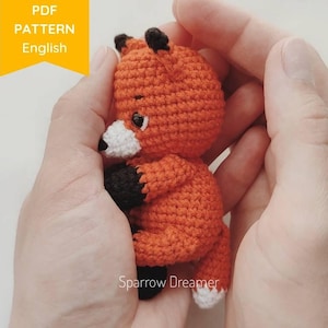 Crochet fox Amigurumi PATTERN, Tiny fox crochet tutorial, Mini forest animal, PDF in English, Amigurumi fox pattern