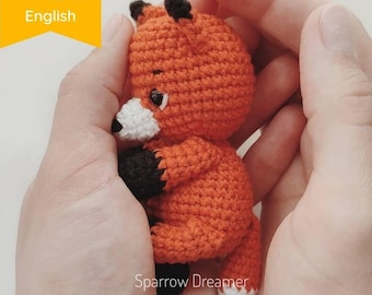 Crochet fox Amigurumi PATTERN, Tiny fox crochet tutorial, Mini forest animal, PDF in English, Amigurumi fox pattern