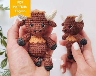 PATTERN: Crochet bison, Mini buffalo Amigurumi PDF tutorial in English, Buffalo crochet pattern