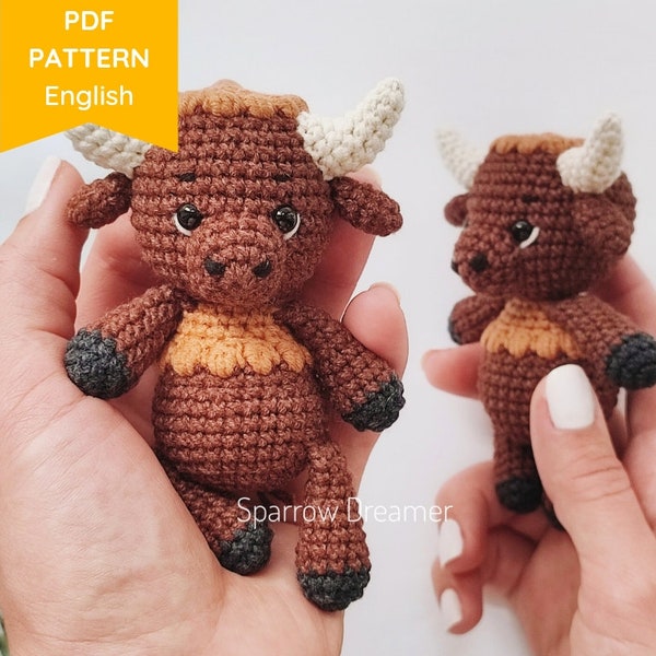 PATTERN: Crochet bison Mini buffalo Amigurumi PDF tutorial in English Buffalo crochet pattern