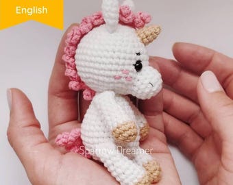 Crochet unicorn PATTERN, Mini toy unicorn, Easy Amigurumi tutorial, PDF in English