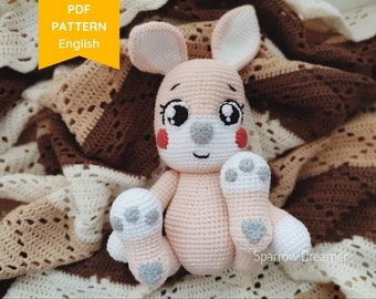 Amigurumi PATTERN Crochet gros lapin rose, Tutoriel lapin au crochet, Patron crochet Pâques