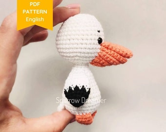 Crochet PATTERN Tiny pelican bird Stuffed sea animals Amigurumi tutorial PDF