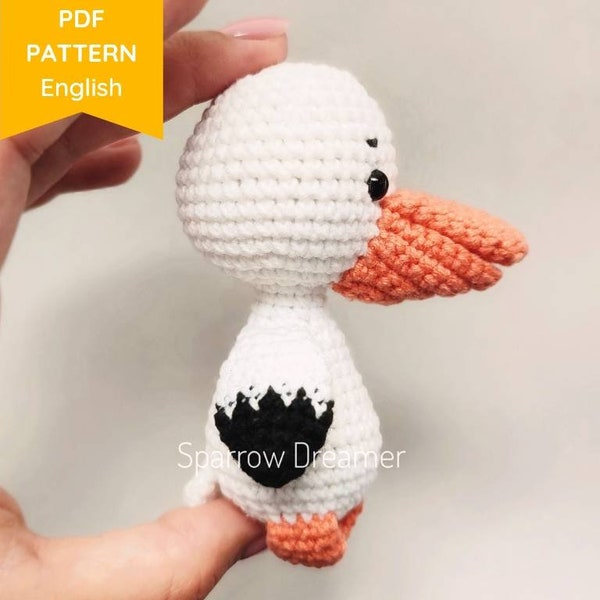 Crochet PATTERN Tiny pelican bird Stuffed sea animals Amigurumi tutorial PDF