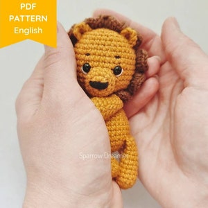 Amigurumi PATTERN: Mini crocheted lion, Crochet Safari animal, Easy Amigurumi tutorial, PDF in Englihs