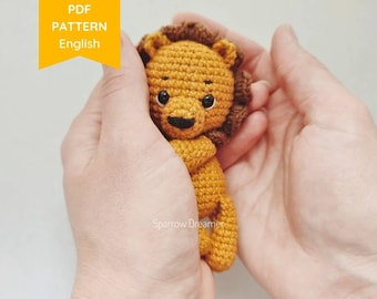 Amigurumi PATTERN: Mini crocheted lion, Crochet Safari animal, Easy Amigurumi tutorial, PDF in Englihs