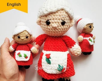 Crochet Mrs. Claus Pattern: Amigurumi Christmas Toy (PDF in ENG)