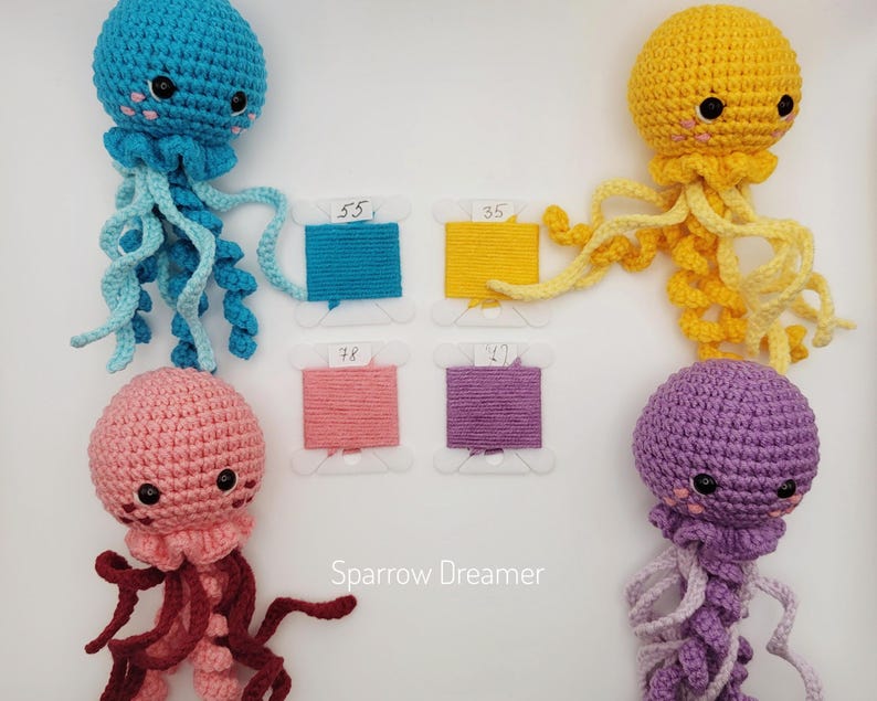 Haakpatroon zeedieren amigurumi: 5-in-1 bundel voor schildpad, pelikaan, kwal, zeepaardje en octopus (pdf in ENG) afbeelding 14