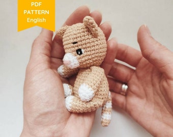 Crochet PATTERN Tiny cat toy Crochet pets Farm animals Easy amigurumi tutorial PDF in Englihs