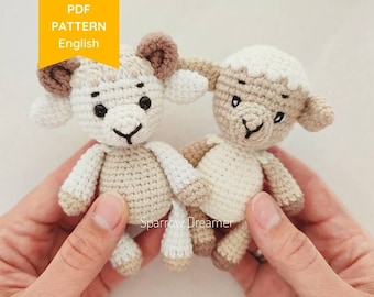 MODELLO ALL'UNCINETTO Mini pecora, Agnello all'uncinetto, Mini animali da fattoria, Amigurumi Tutorial PDF in inglese