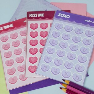 Hojas de pegatinas de corazones pequeños
