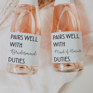 Bridesmaid Proposal Label, Maid of Honor Proposal Labels, Miniature Champagne Labels, Bridesmaid Proposal, mini Champaign label