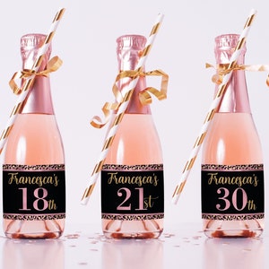 Mini Champagne Bottle Labels, 18th Birthday Gift Girl,  21st Birthday Decorations, 21st Birthday Gift for Her
