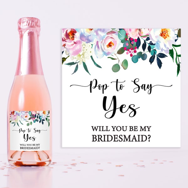 SKUVS0795 Will You Be My Bridesmaid Gift - Mini Champagne Bottle Labels - Bridesmaid Proposal- Maid of Honour