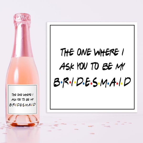 Mini Will You Be My Bridesmaid Gift - Mini Champagne Bottle LABELS - Bridesmaid Proposal Box  - Maid of Honour