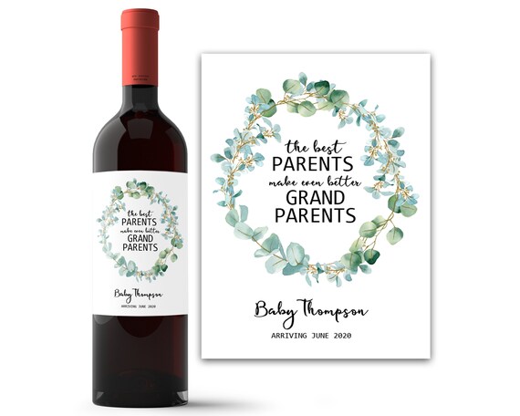 New Grandparents Custom Wine Labels Pregnancy Announcement - Etsy