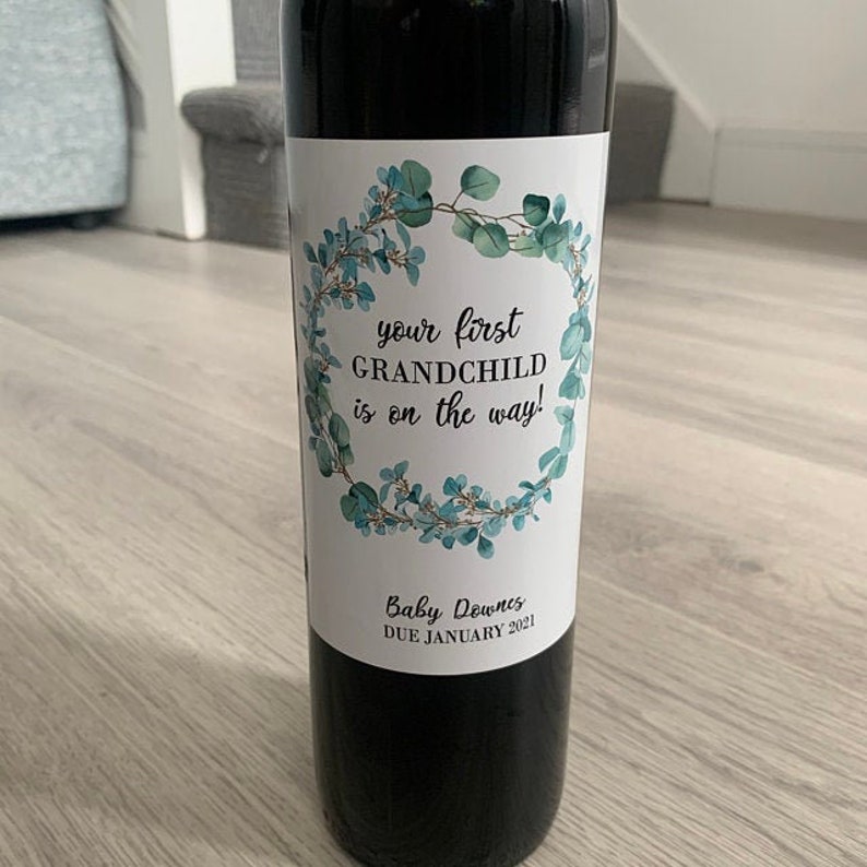 Baby Announcement Grandparent Custom Wine Labels Etsy UK