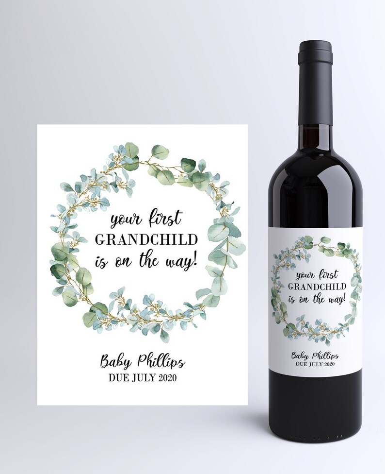 Baby Announcement Grandparent Custom Wine Labels Etsy UK