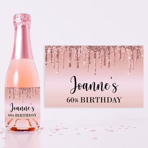 Champagne Bottle Labels - 70th Birthday Party Favors - 60 Birthday - 60th Birthday Party Favors - 75th Birthday Favors