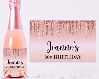 Champagne Bottle Labels - 70th Birthday Party Favors - 60 Birthday - 60th Birthday Party Favors - 75th Birthday Favors