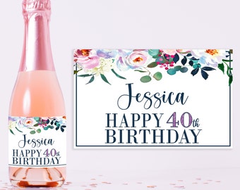 Mini Champagner Etiketten - 50. Geburtstag Party Dekoration - 50. Geburtstag Gastgeschenke - 40. Geburtstag Dekoration - 40. Geburtstag Gastgeschenke