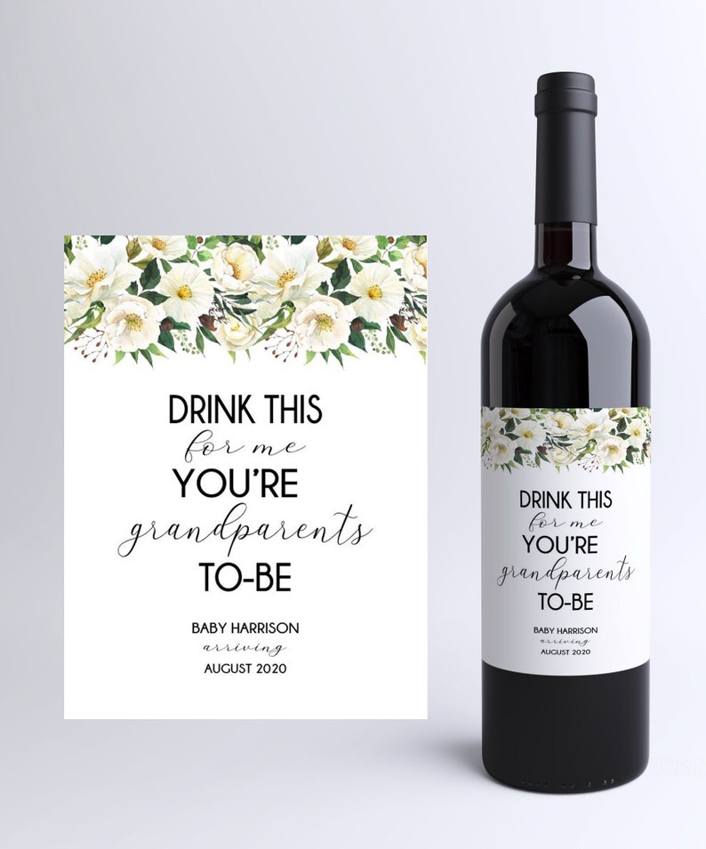 New Grandparents Personalised Wine Label Baby Announcement Etsy