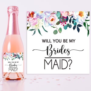 SKUVS0729 Will You Be My Bridesmaid Gift - Mini Champagne Bottle Labels - Bridesmaid Proposal- Maid of Honour