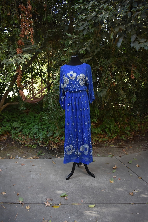 Vintage Royal Blue Maxi Dress
